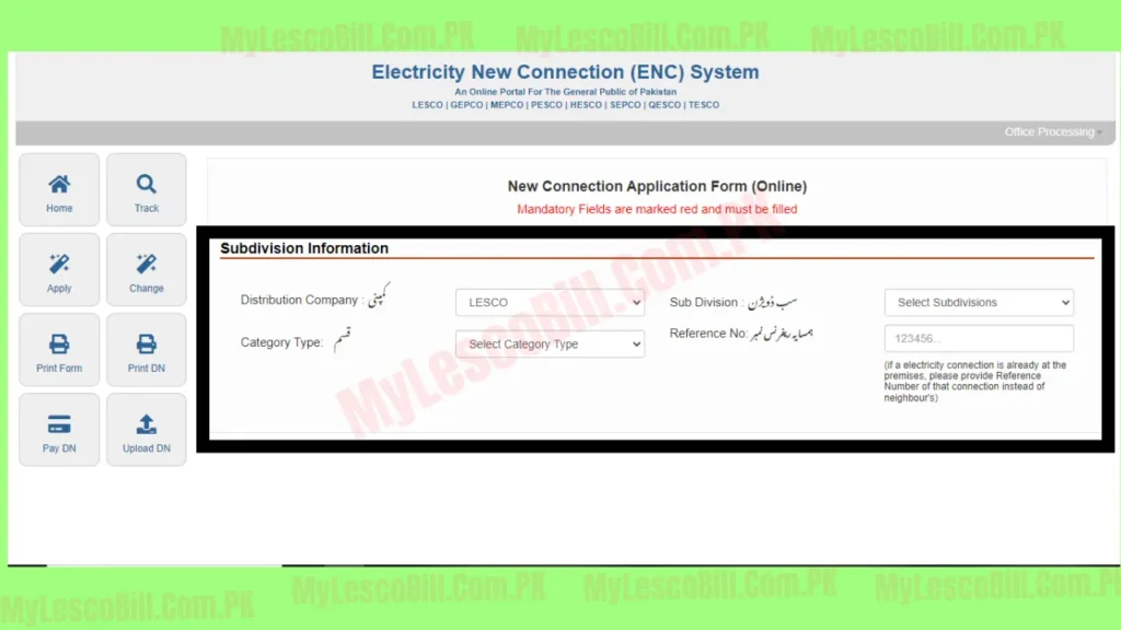 Online Application form
